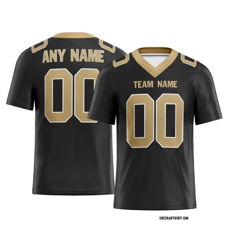 Printed Customized Black Yellow Yellow Football Jersey