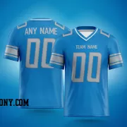Printed Customized Blue Gray Gray Football Jersey