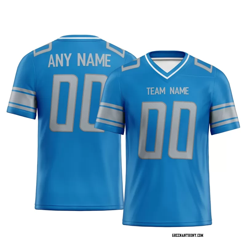 Printed Customized Blue Gray Gray Football Jersey
