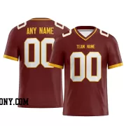 Printed Customized Burgundy White Yellow Football Jersey