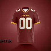 Printed Customized Burgundy White Yellow Football Jersey