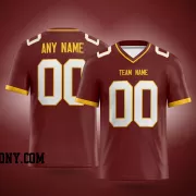 Printed Customized Burgundy White Yellow Football Jersey