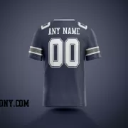 Printed Customized Navy White Navy Football Jersey