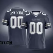 Printed Customized Navy White Navy Football Jersey
