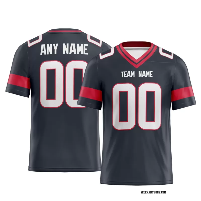 Printed Customized Navy White White Football Jersey