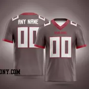 Printed Customized Pewter White Red Football Jersey