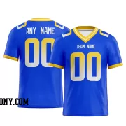 Printed Customized Royal Yellow White Football Jersey