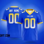 Printed Customized Royal Yellow White Football Jersey