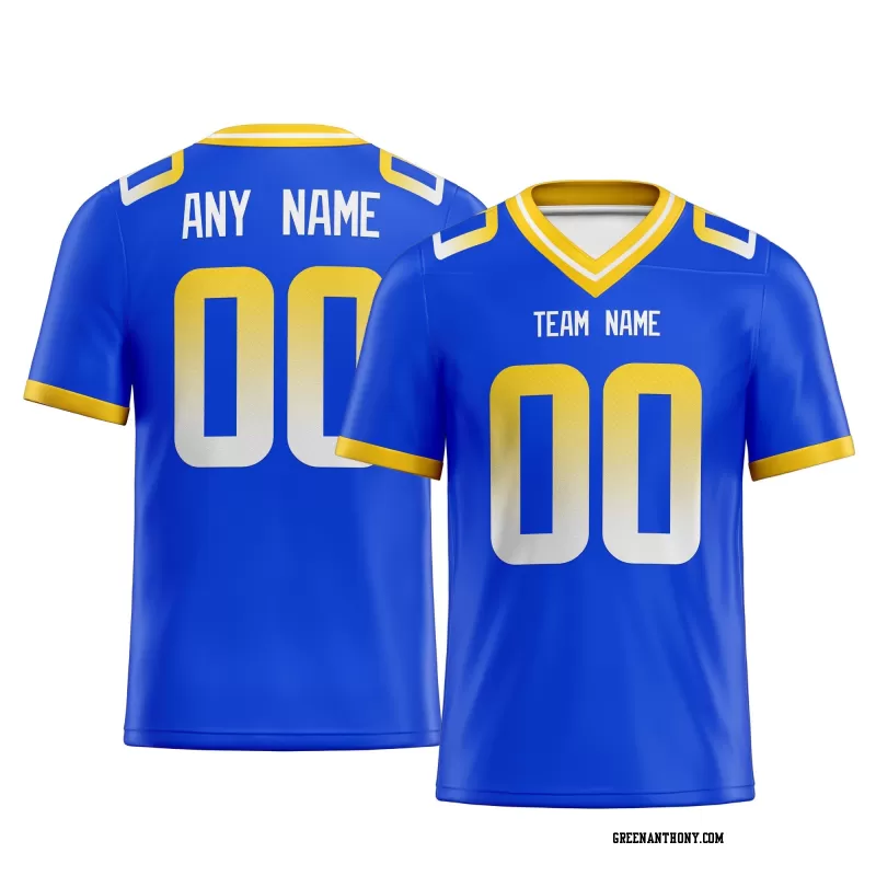 Printed Customized Royal Yellow White Football Jersey