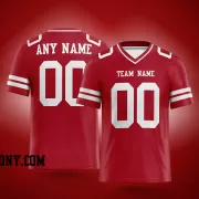 Printed Customized Scarlet White White Football Jersey