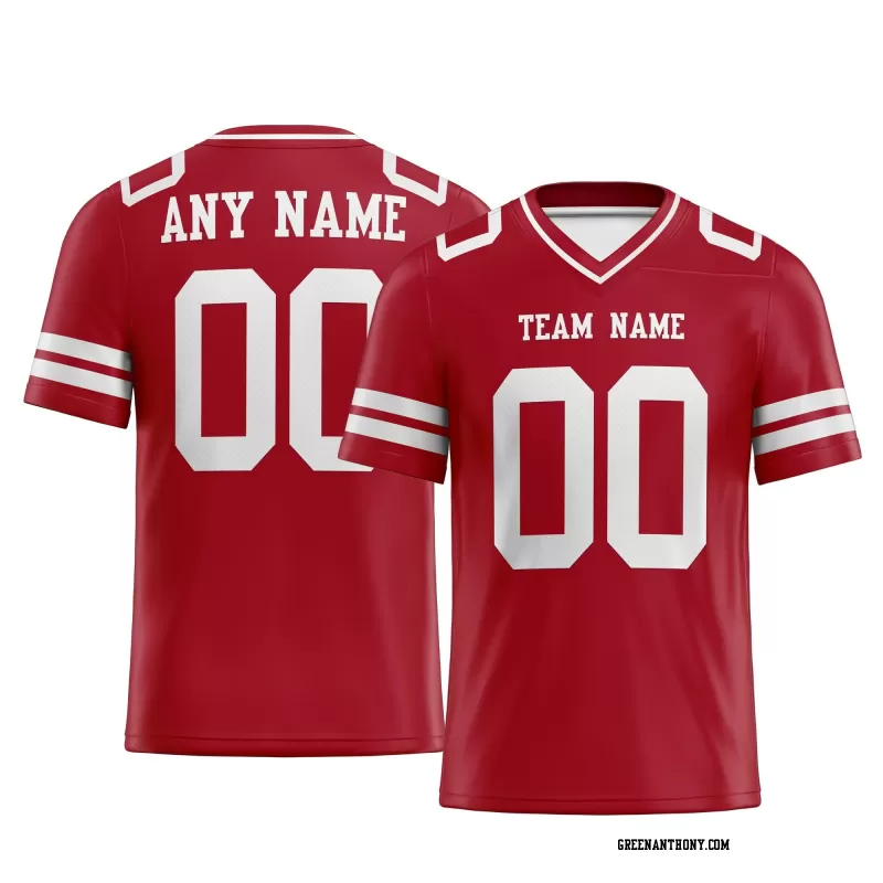 Printed Customized Scarlet White White Football Jersey