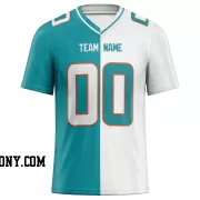 Printed Customized Split Aqua White White Football Jersey