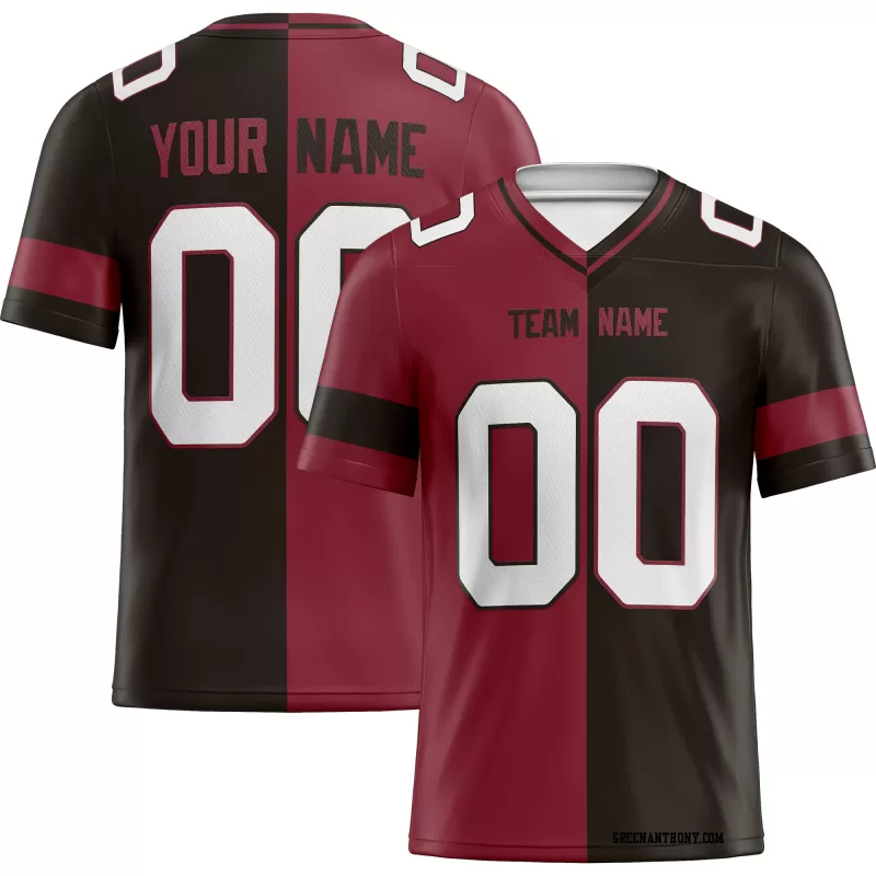 Printed Customized Split Black Red White Football Jersey