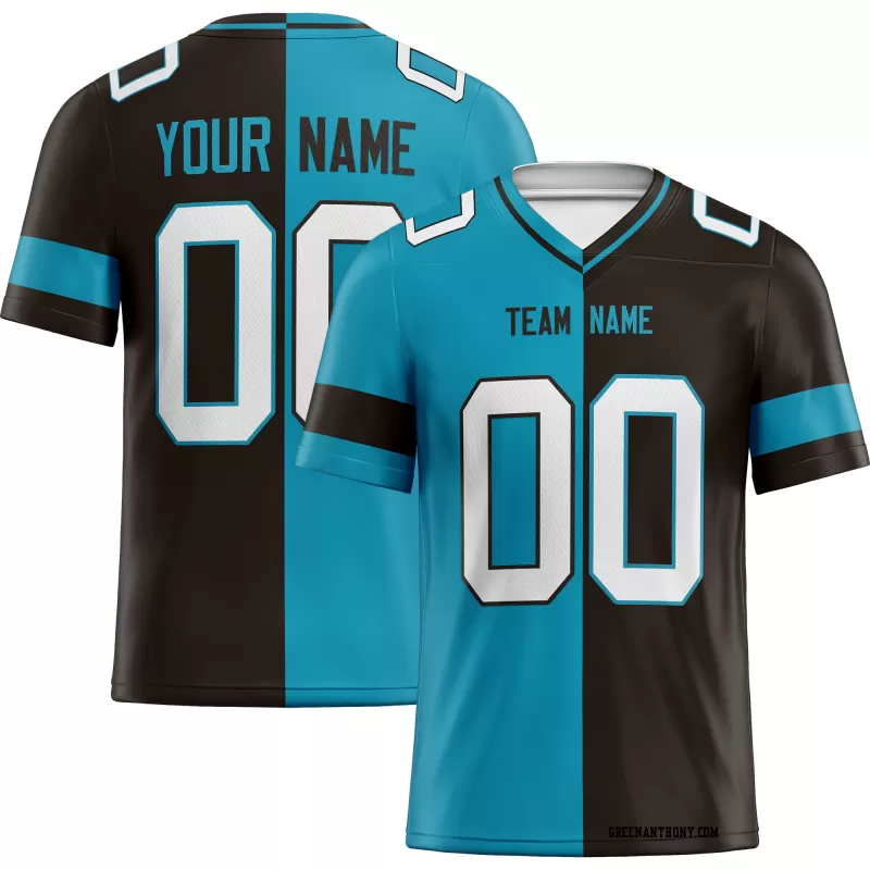 Printed Customized Split Blue Black White Football Jersey