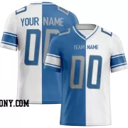 Printed Customized Split Blue White Gray Football Jersey
