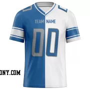 Printed Customized Split Blue White Gray Football Jersey