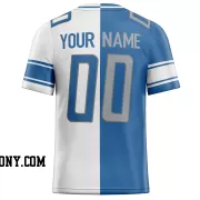 Printed Customized Split Blue White Gray Football Jersey