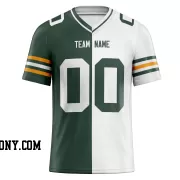 Printed Customized Split Green White White Football Jersey