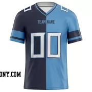 Printed Customized Split Navy Light Blue White Football Jersey