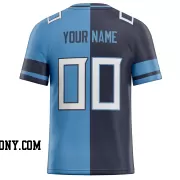 Printed Customized Split Navy Light Blue White Football Jersey