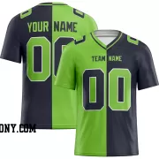 Printed Customized Split Neon Green Navy Navy Football Jersey