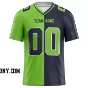 Printed Customized Split Neon Green Navy Navy Football Jersey