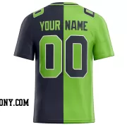 Printed Customized Split Neon Green Navy Navy Football Jersey