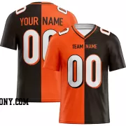 Printed Customized Split Orange Black White Football Jersey