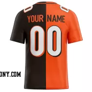 Printed Customized Split Orange Black White Football Jersey