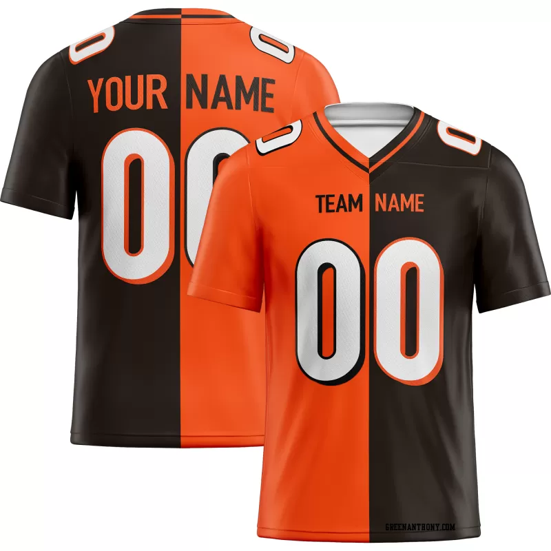 Printed Customized Split Orange Black White Football Jersey