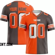 Printed Customized Split Orange Brown White Football Jersey