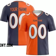 Printed Customized Split Orange Navy White Football Jersey