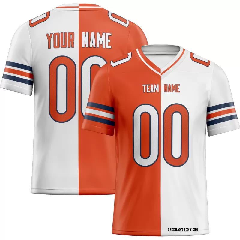 Printed Customized Split Orange White White Football Jersey