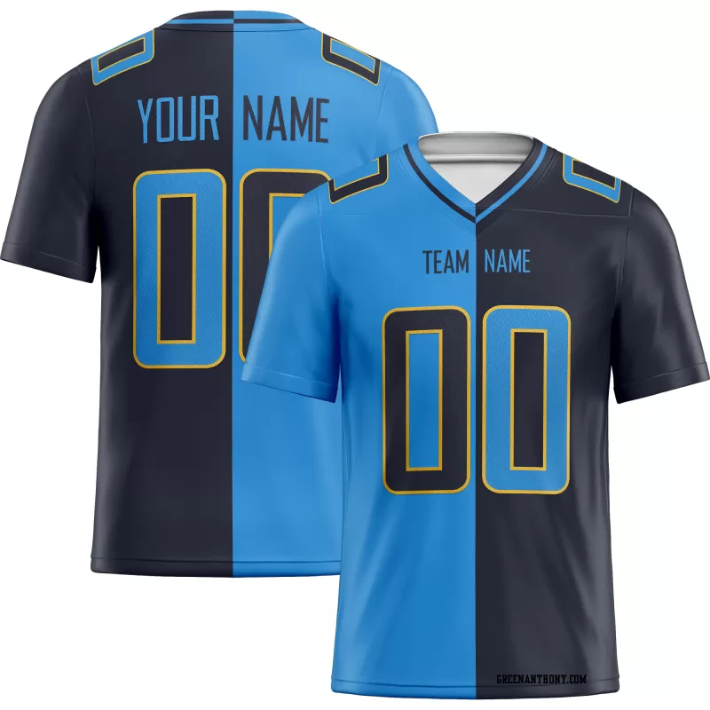 Printed Customized Split Power Blue Navy Power Blue Football Jersey