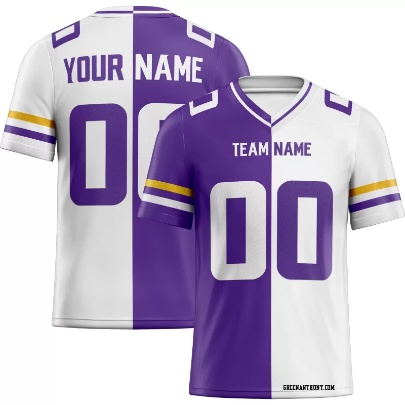 Printed Customized Split Purple White White Football Jersey