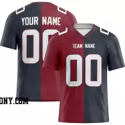 Printed Customized Split Red Navy White Football Jersey