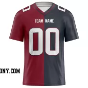 Printed Customized Split Red Navy White Football Jersey