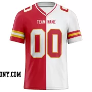 Printed Customized Split Red White White Football Jersey