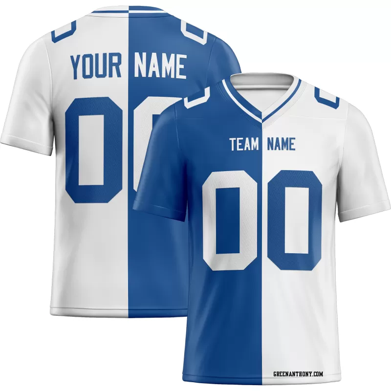 Printed Customized Split Royal White White Football Jersey