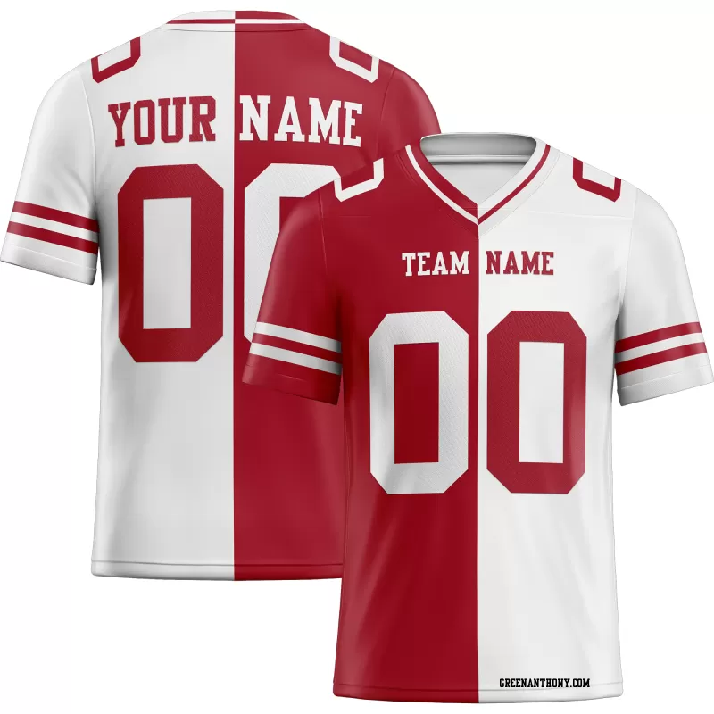 Printed Customized Split Scarlet White White Football Jersey