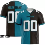 Printed Customized Split Teal Black White Football Jersey