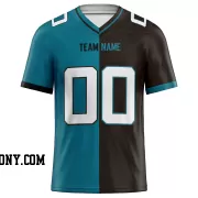 Printed Customized Split Teal Black White Football Jersey
