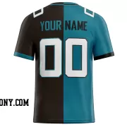 Printed Customized Split Teal Black White Football Jersey