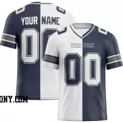 Printed Customized Split White Navy White Football Jersey