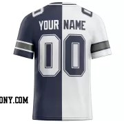 Printed Customized Split White Navy White Football Jersey