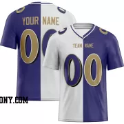 Printed Customized Split White Purple Yellow Football Jersey