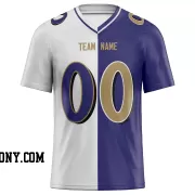 Printed Customized Split White Purple Yellow Football Jersey