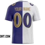 Printed Customized Split White Purple Yellow Football Jersey