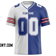 Printed Customized Split White Royal White Football Jersey