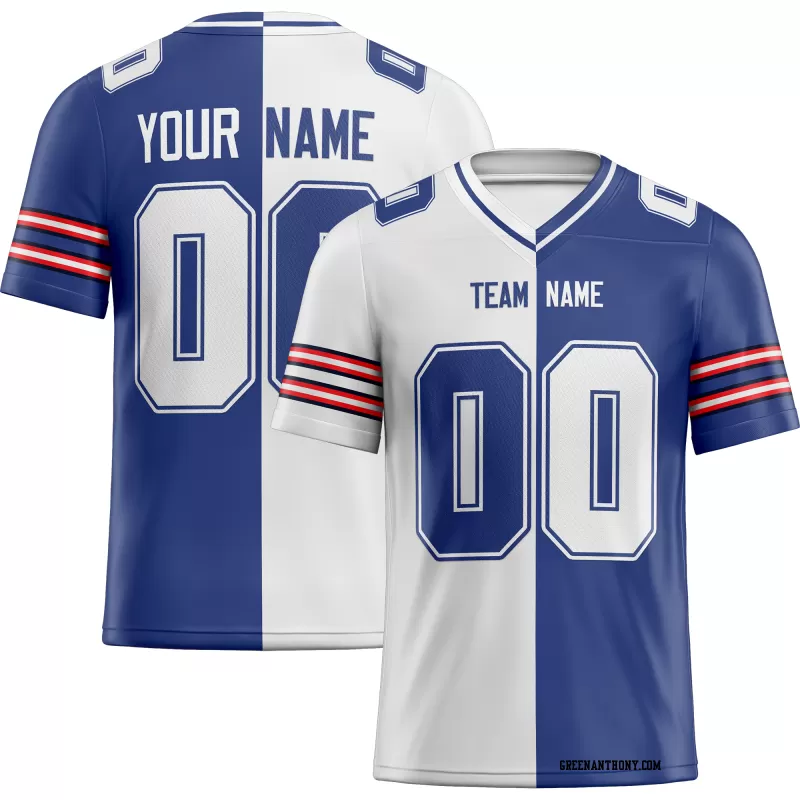 Printed Customized Split White Royal White Football Jersey
